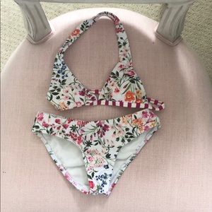 Oscar de la Renta white floral bikini